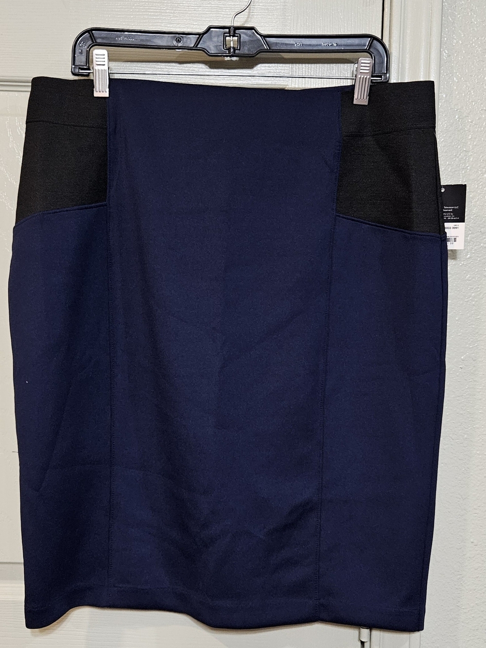 project RUNWAY Navy Pencil Skirt with Black Waist Panels